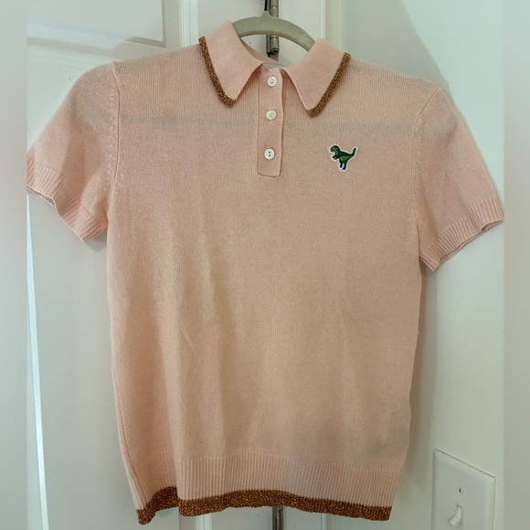 NWOT Coach Light Pink Cashmere Knit Short Sleeve Cardigan Sweater - Picture 4 of 7